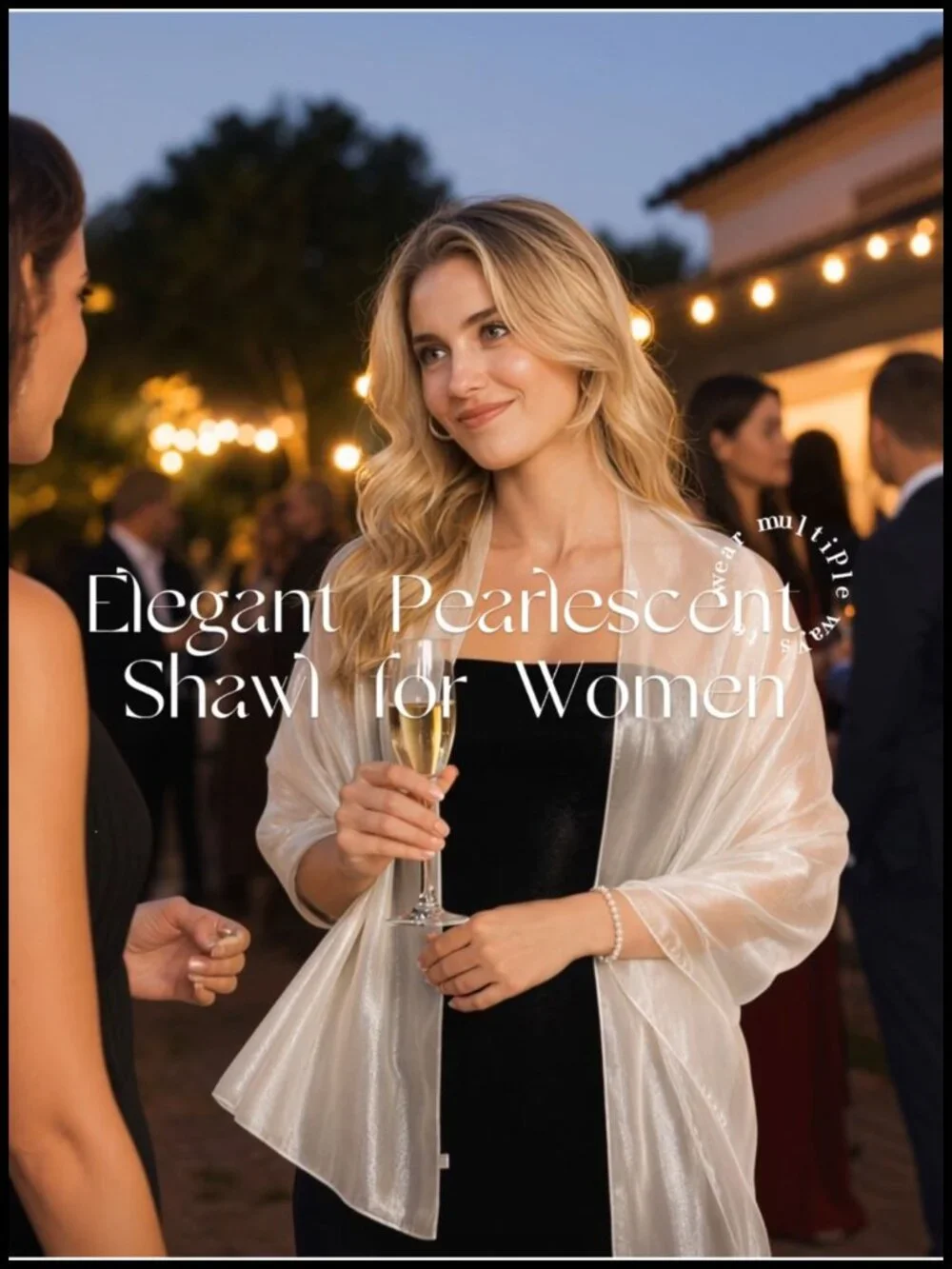 Women's Sheer Silky Organza Wrap Shawl for Evening Dress Wedding Bridal Party